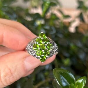 Sterling Silver and Green Chrome Diopside Gemstone Ring